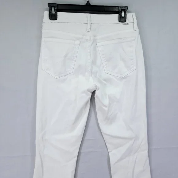 Mother Jeans Women’s 27 Mid Waisted Looker Ankle Fray Glass Slipper White